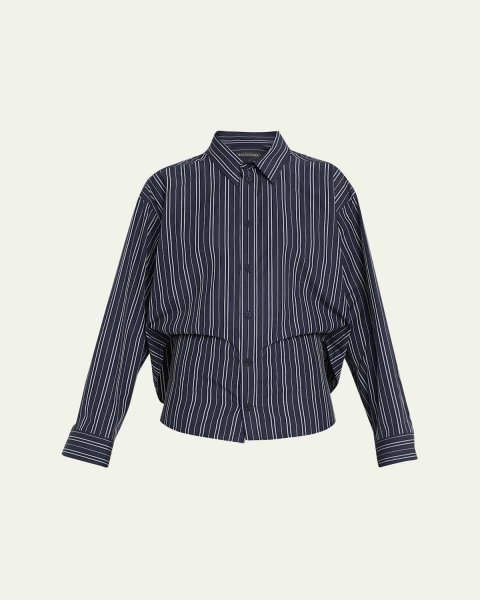 Semi-Fitted Striped Button-Down Shirt